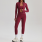 Women's Activewear Zip-up Long-Sleeve Jacket & Straight-Leg Pants Yoga Set