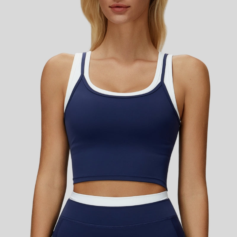 Two-piece contrasting sports tank top