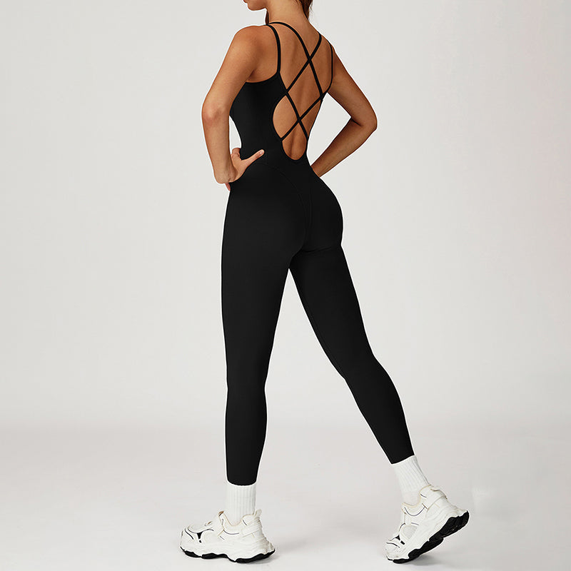 Cross-back ONE-PIECE HIP LIFTING SPORTS AND FITNESS SET