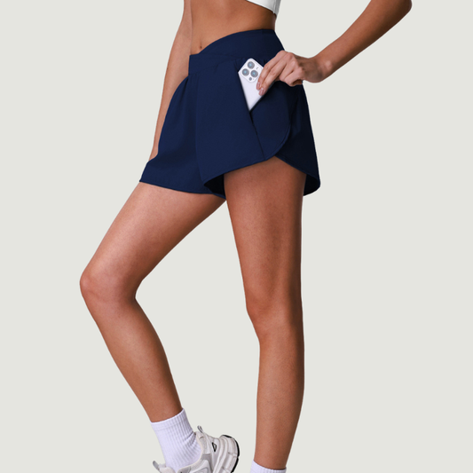 Wholesale Women's Quick-Dry Crossover Waist Running Shorts – Breathable Workout Gym Activewear