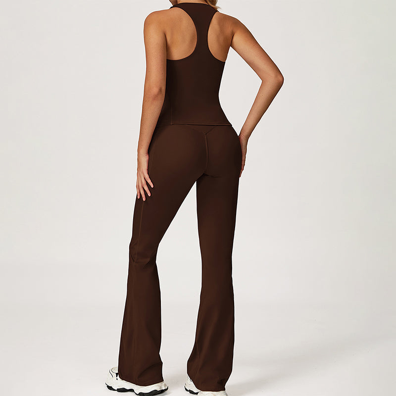 THIN STRAPS TANK TOP + Slim-fit athletic flare pants 2-PIECE SET
