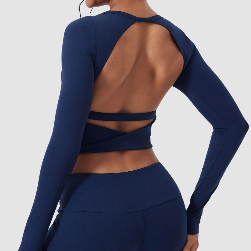 Wholesale back-cut yoga top + flared pants