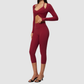 Wholesale Women's Activewear Brushed Bra, Capri Pants & Long-Sleeve 3-piece Yoga Set