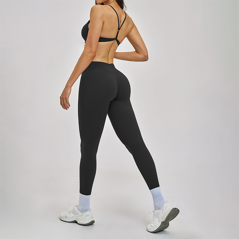 Wholesale Hanging neck bra+tight yoga legging 2-piece set