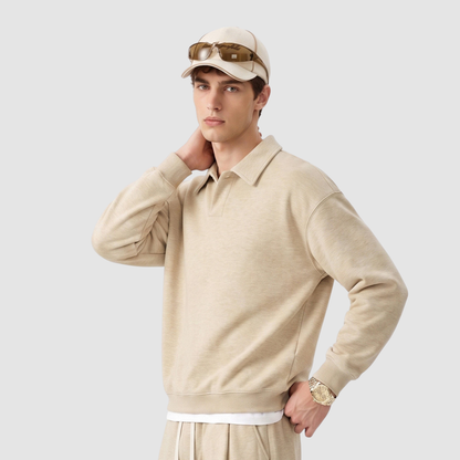 Wholesale Men’s Relaxed Half-Placket Polo Sweatshirt – Cotton Blend