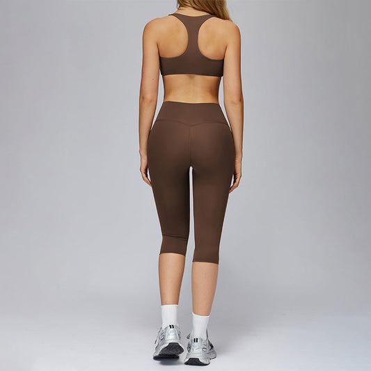 Wholesale Sports bra+Mid-length leggings 2-piece set | Wonderxfans bulk activewear