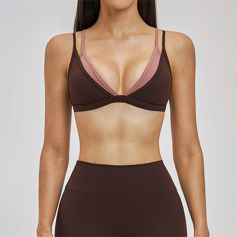 Wholesale fake two contrasting back yoga bras
