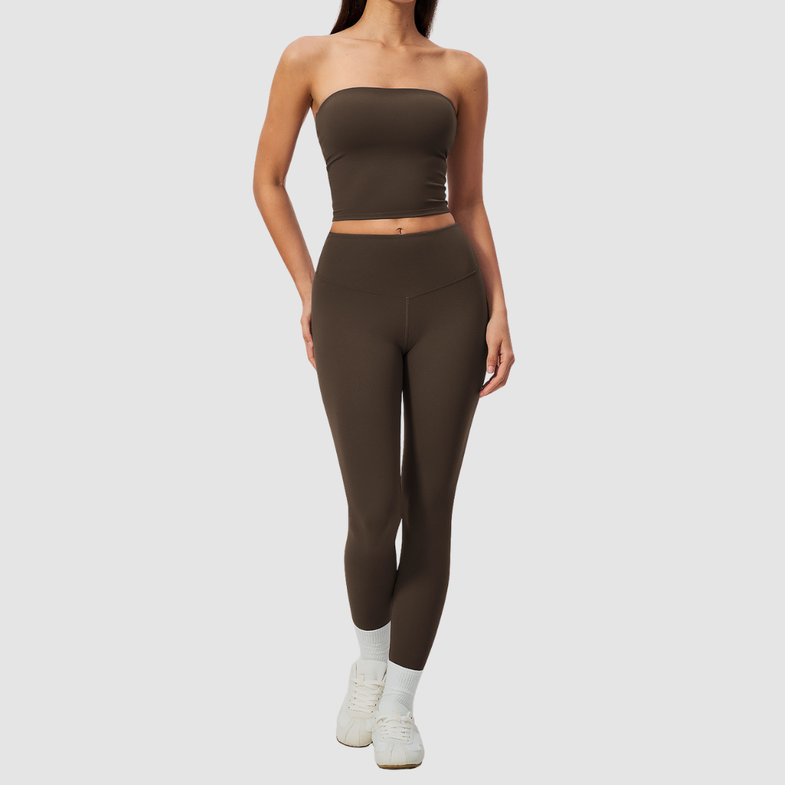 Wholesale Women’s Tube Top & High-Waist Leggings Yoga Set – Padded