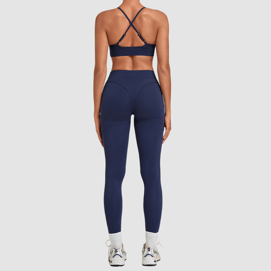 Wholesale Women’s Spliced Cami Sports Bra & Cropped Leggings Yoga Set