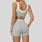 Contrast color sports bra + sports shorts 2-piece set