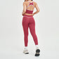 Women's contrasting color backless tank top + high-waisted leggings 2-piece set