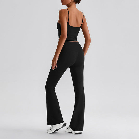 Thin straps tank top + Flared Leg pants 2-piece set