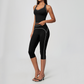 Wholesale Women's Colorblock Brushed Yoga Set: Halter V-Neck Top & Capri Pants