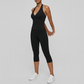 Wholesale V-neck halter top + high-waisted cropped pants set