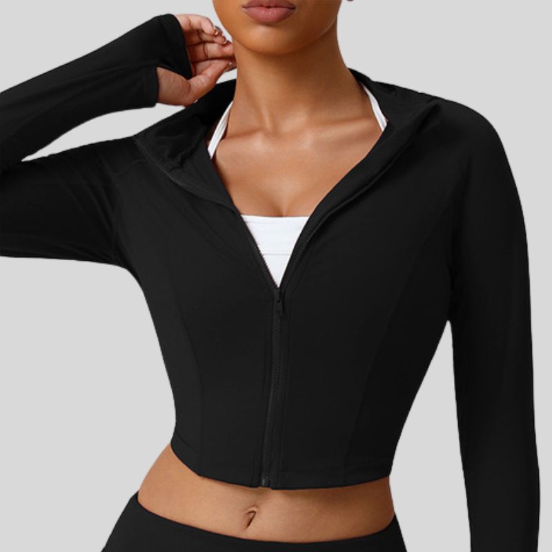Slim fit cropped long-sleeved yoga jacket