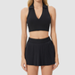 Wholesale Polo Collar Sports Bra + Pleated Tennis Skirt 2 Piece Set