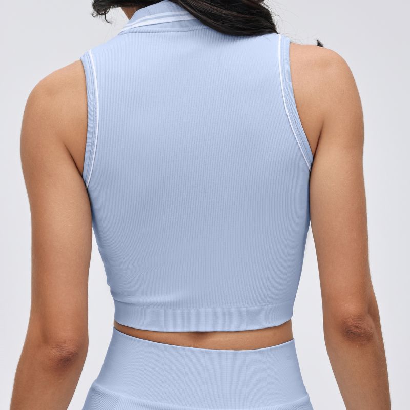 Wholesale POLO collar contrasting color yoga top