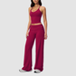 Wholesale Breathable Tank Top& Fold-up High Waist Flare Leggings Set