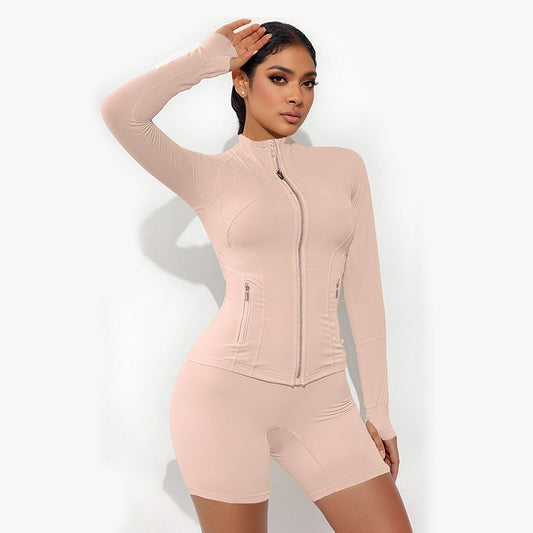 Ringumento Nude Running Fitness Stand Collar Sports Sports y set corto