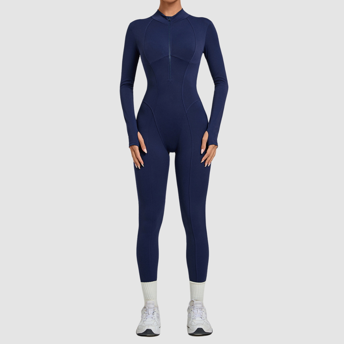 Wholesale Women's Zip-Front Long-Sleeve Yoga Jumpsuit