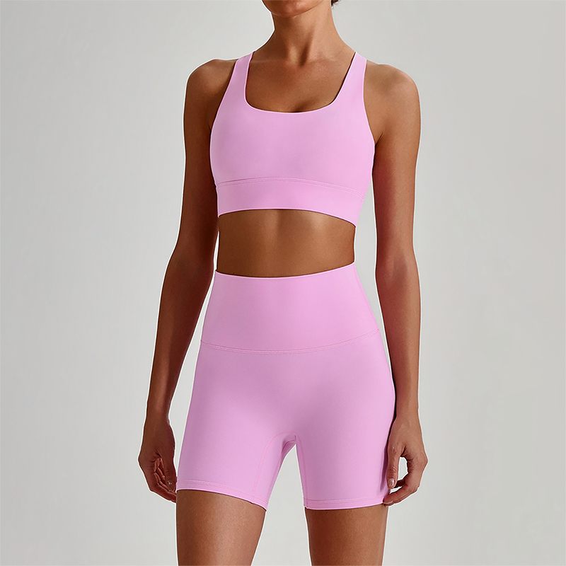 Wholesale Women's Quick-Dry Naked Feel Vest+Fitted Biker Shorts Yoga Set