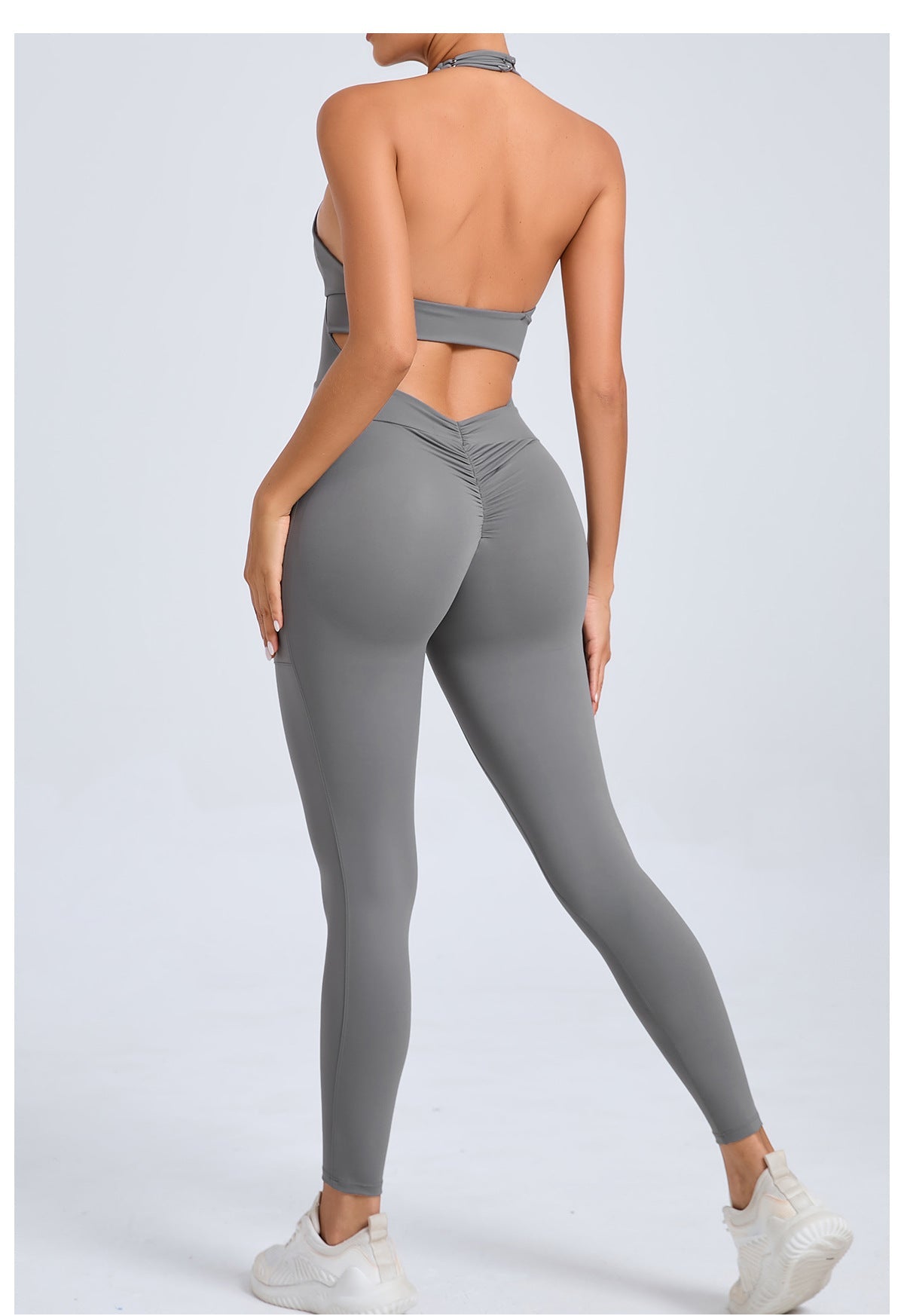 Halter hollow out tight fitting sports jumpsuit