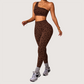 Wholesale Women's Leopard Print Yoga Set – One-Shoulder Bra & High-Waist Leggings