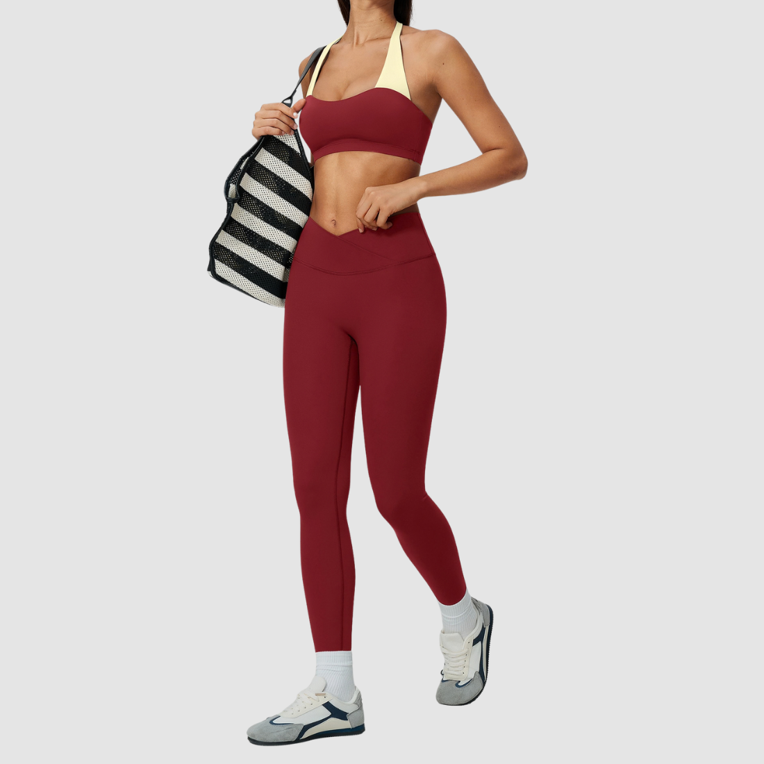 Wholesale Women's Color-Block Sports Bra & Leggings Two-Piece Set