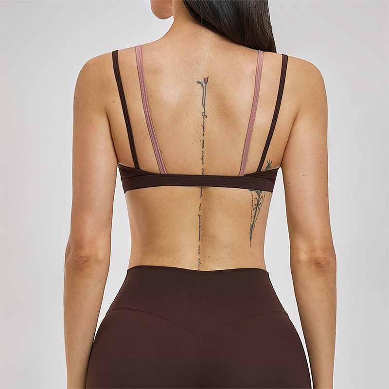 Wholesale fake two contrasting back yoga bras