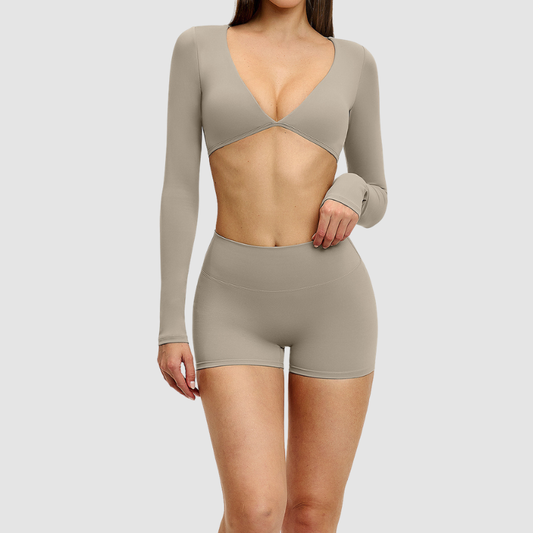 Wholesale Slim-fitting long-sleeved top + tight-fitting | Wonderxfans bulk activewear