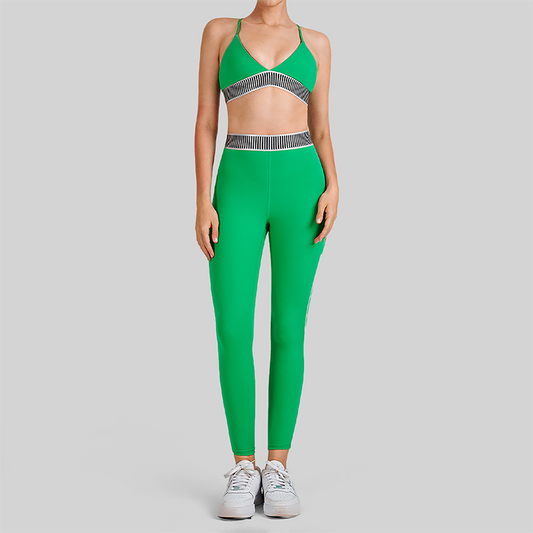 Wholesale Women's Cross-Back Sports Bra & High-Waist Leggings Set – Tummy Control Yoga Set