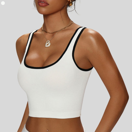 Contrast color U-shaped beautiful back Tank top