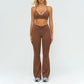 Removable bra pads + High-waisted flared pants 2-piece set