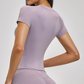 Wholesale short sleeved round neck slim fit waist T-shirt