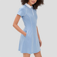 Wholesale Women's Polo Collar Tennis Dress – Color-Block Short-Sleeve Anti-Exposure Sports Dress