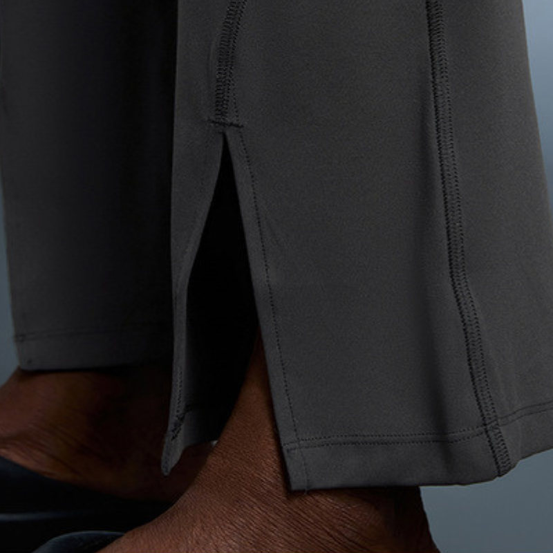 High-waisted flared slit pants