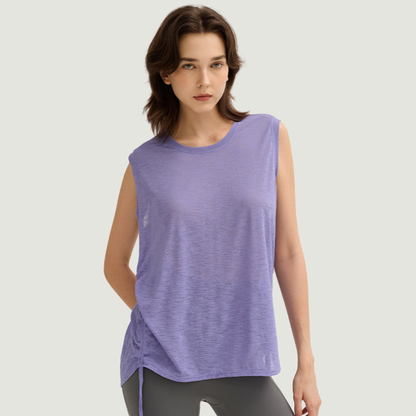 Wholesale yoga cover-up drawstring sleeveless top