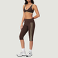 Wholesale color-blocked V-neck sports bra & striped cropped pants set