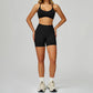 Seamless thin straps Sports Bra + High-waisted shorts 2-Piece Set