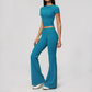 Wholesale Women's Buttery Soft Short Sleeve Crop Top & Flare Pants Yoga Set