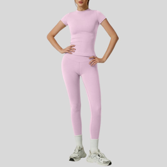 Wholesale Short-Sleeve Slim Fit Tee+High-waisted leggings | Wonderxfans bulk activewear