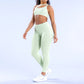 Slanted shoulder Sports Bra + High-waisted leggings 2-Piece Set
