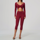 Wholesale Women's Activewear Brushed Bra, Capri Pants & Long-Sleeve 3-piece Yoga Set