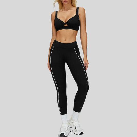 Wholesale Beautiful Backless Sports Bra+High-waisted contrasting | Wonderxfans bulk activewear