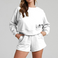 Wholesale solid color long sleeved sweatshirt+shorts set