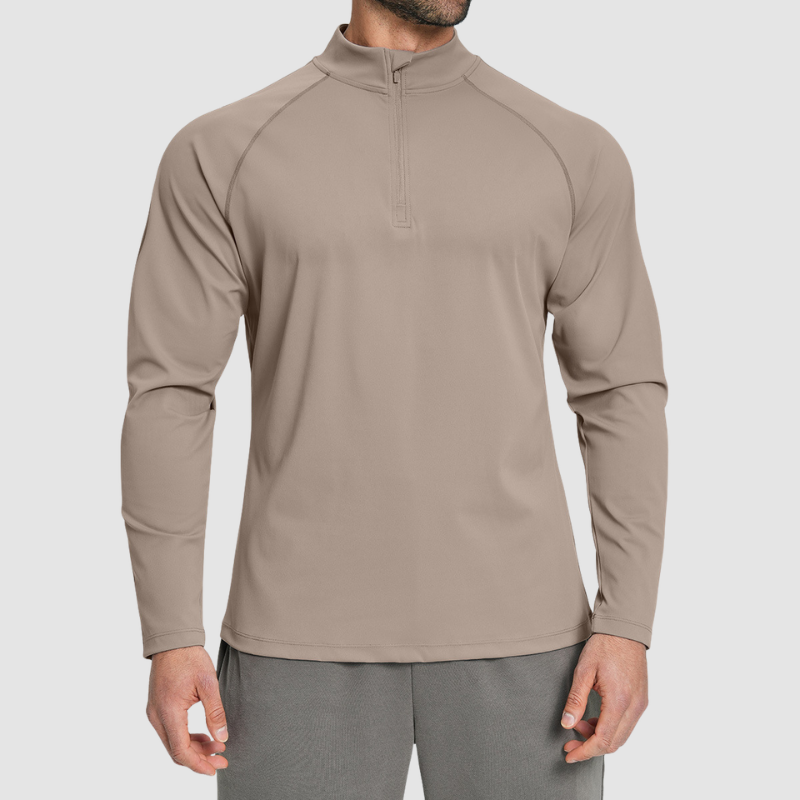 Wholesale Men's Half-Zip Mock Neck Long Sleeve Athletic Top – Moisture-Wicking Gym Fitness Training Shirt