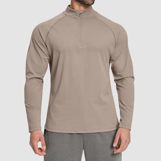 Wholesale Men's Half-Zip Mock Neck Long Sleeve Athletic Top – Moisture-Wicking Gym Fitness Training Shirt