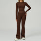 Long sleeve Sports top + Flared Leg pants 2-piece set