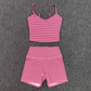 Wholesale Women's Activewear Retro Print Back-V Sleeveless Top & Leggings Yoga Set