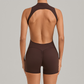 Wholesale Half zip Integrated hip lifting jumpsuit